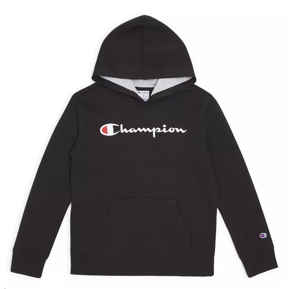 Champion® Signature Logo Fleece Pull Over Hoodie Black Blend Sz Large - Picture 2 of 5